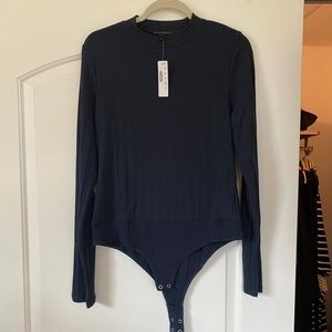 JCrew Navy Blue Rinbed Mockneck Bodysuit